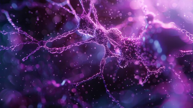 Abstract AI neural network visualization in blue and pink tones